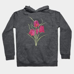 red snake's head fritillary watercolor Hoodie